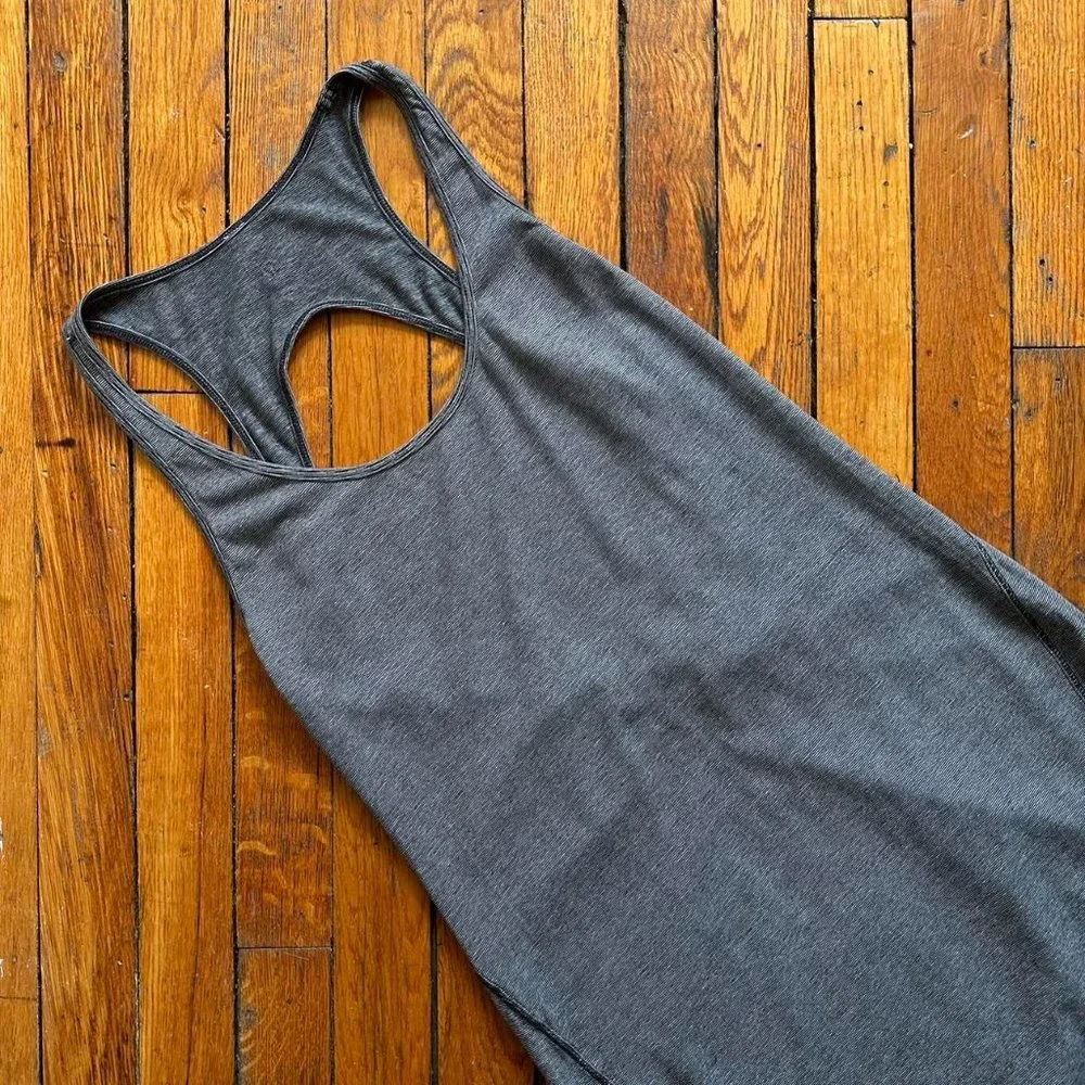 Lululemon Go For It Dress W8947S Women Black White Stripe Midi Length Yoga Dress - Picture 3 of 5